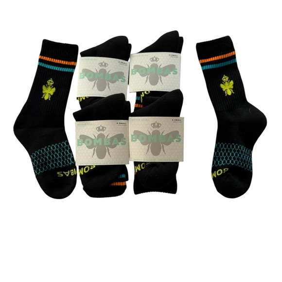 Bombas Other - Bombas Socks XS 5 Pair Bundle Youth Size 1-3 NWT Black Antimicrobial Honeycomb
